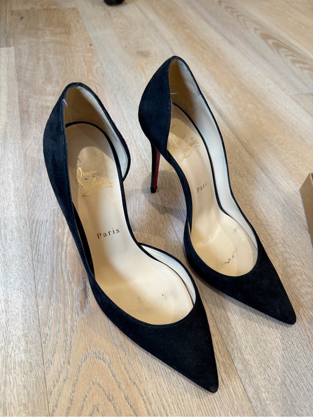 Christian Louboutin Black Suede Pointed-Toe Pumps IRIZA 100 38